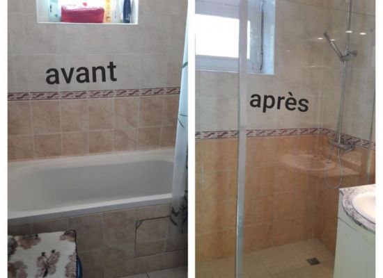 transformation d’une baignoire en coin douche